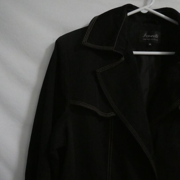 Limited Edition - FENNELLI | size 14 | Long Black Lightweight Trench Coat - Picture 3 of 16